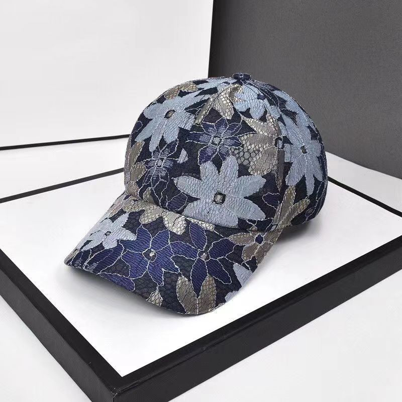 Wholesale Summer small floral stitching lace breathable baseball cap